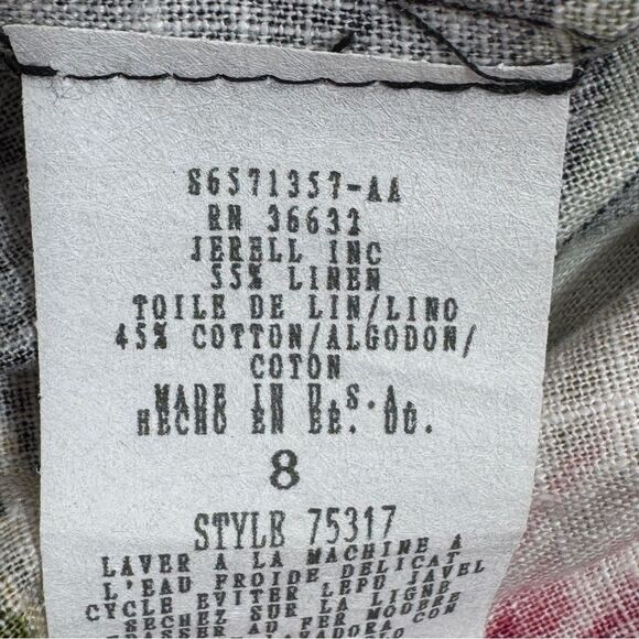 Haggar‎ Vintage Linen Tropical Flower Print Button Front Maxi Skirt Black Pink 8 - Picture 9 of 11